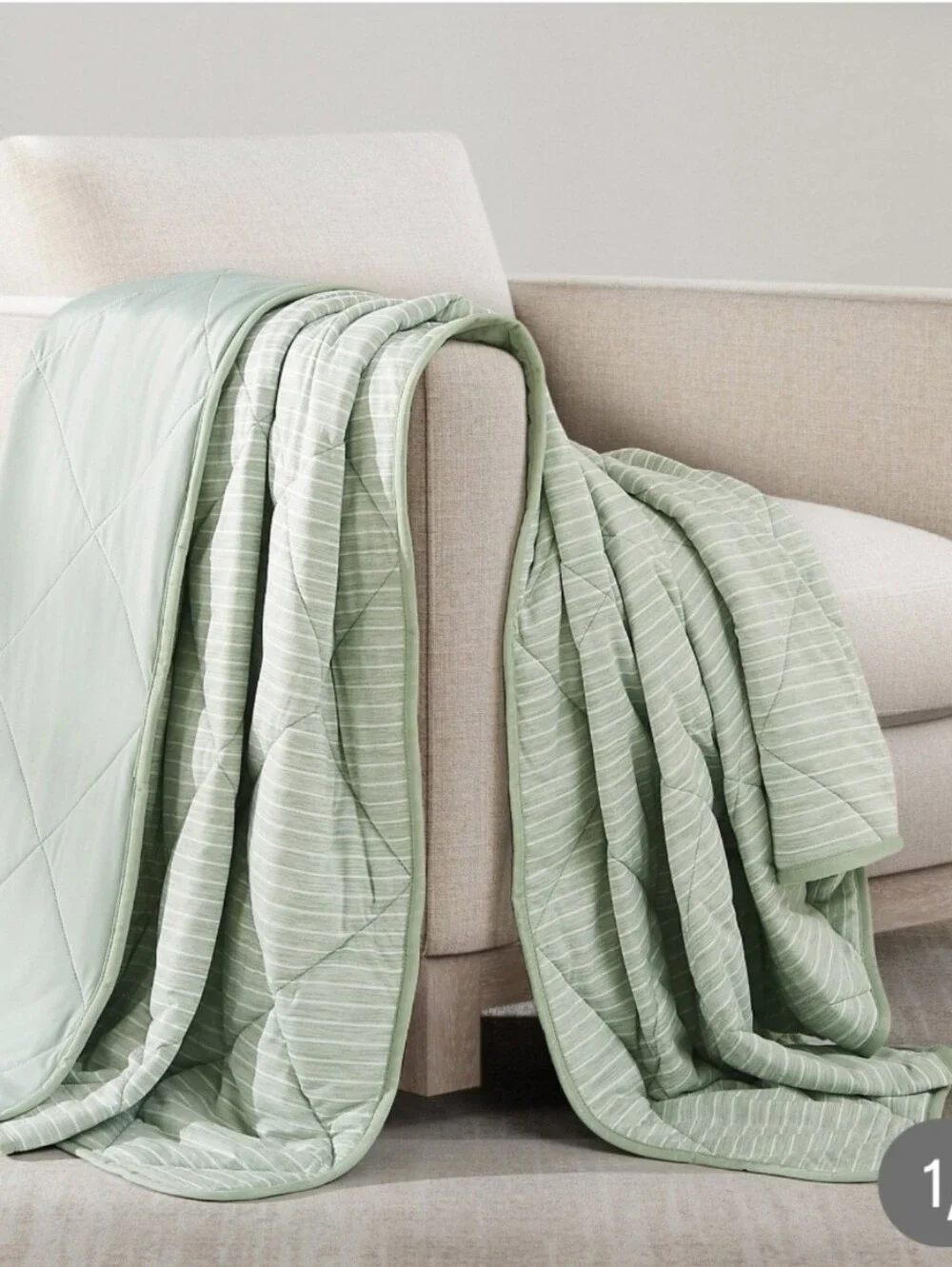 Cooling Throw Light Green Quilted Throw 60x 70